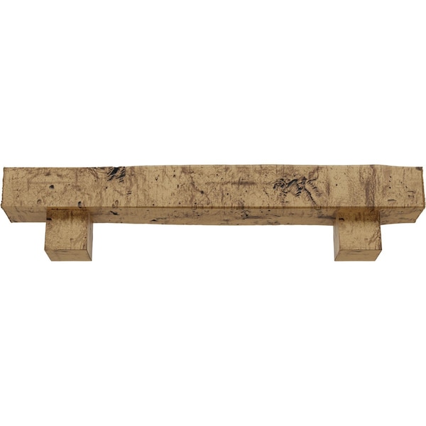 Kit W/ Alamo Corbels, NaturaL Golden Oak, 8H X 10D X 60W Knotty Pine Faux Wood Fireplace ManteL